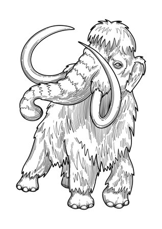 Graphic a mammoth in a side view isolated on white background.のイラスト素材