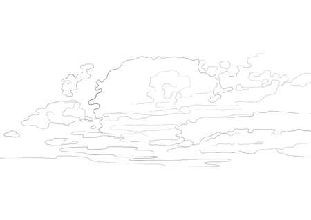 Cloudy graphic sky. Soft hand painted textureのイラスト素材