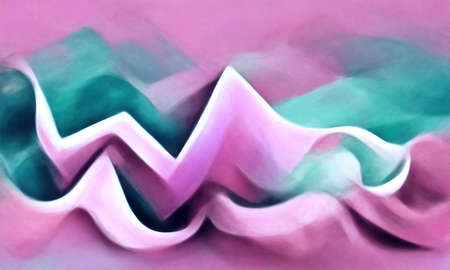 Abstract composition of wavy and zigzag lines and stripes with gradients and blur effects