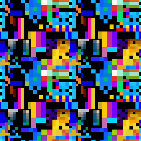 Abstract repeated seamless pattern of various bright rectangles.のイラスト素材