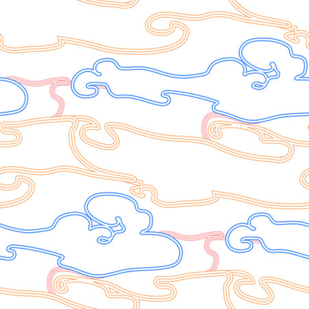 Abstract seamless pattern of a liquid colorful outlined flows.のイラスト素材