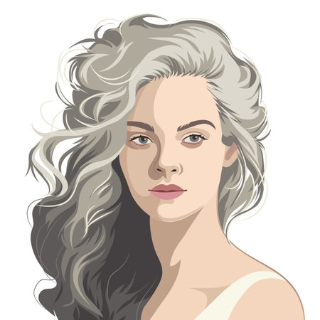 Portrait of a beautiful girl with loose hair just starting to turn grayのイラスト素材