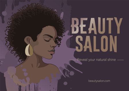 African girl in a frame with short curly hair over splashesのイラスト素材