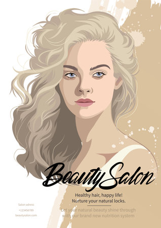 Portrait of a beautiful blonde girl with loose curly hair.のイラスト素材