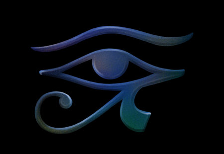 Dark blue eye of horus in the style of digital airbrushing.の写真素材