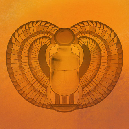 Realistic ornamental scarab drawn in the technique of an airbrushingの写真素材