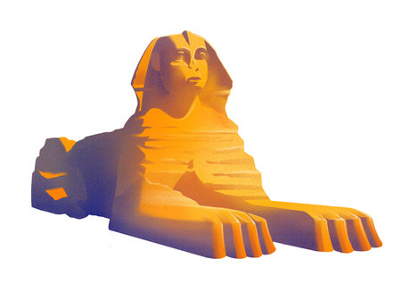 Realistic Sphinx drawn in the technique of an airbrushing.