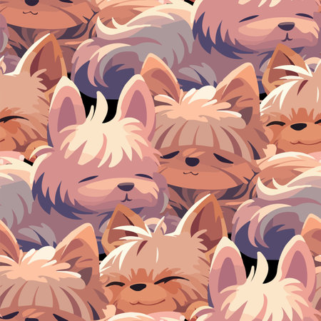 Cute Yorkshire Terrier having a nap, snugly curled upisolated on a black backgroundのイラスト素材