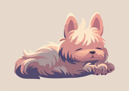 Cute Yorkshire Terrier having a nap, snugly curled upisolated on a black backgroundのイラスト素材