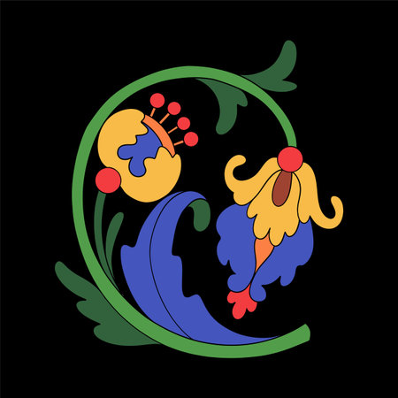 Graphic medieval floral elementsのイラスト素材