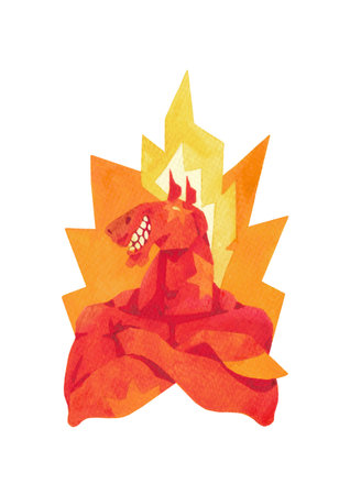 Fire Horse Watercolor Illustrationの写真素材