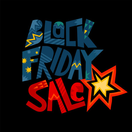 Black Friday Sale Lettering Clipartのイラスト素材