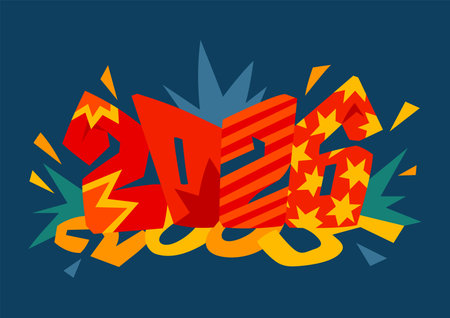 Happy New Year 2026 Lettering Clipartのイラスト素材
