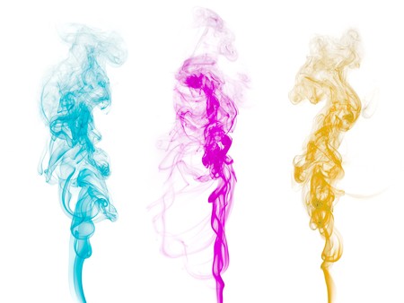Abstract colorful smoke isolated on clean background.の写真素材