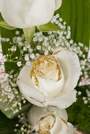 White roses bouquet close-up.の写真素材