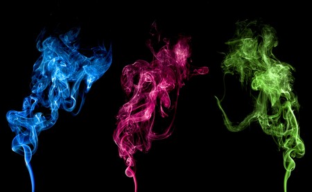 Abstract colorful smoke isolated on clean background.の写真素材