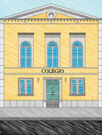 A naive illustration of a school facade.のイラスト素材