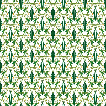 Yellow, green and white mosaic seamless pattern.のイラスト素材