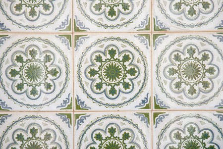Ornamental old typical tiles from Portugal.の写真素材