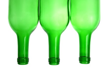 Green Bottles isolated on a white backgroundの写真素材
