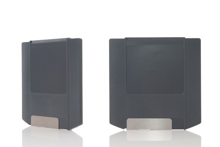 Two zip disks isolated on white background.