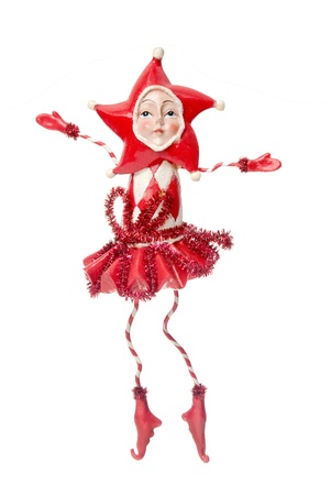 Red Christmas doll decoration isolated on white background.の写真素材