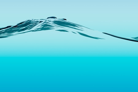Blue water wave on a blue gradient background.の写真素材