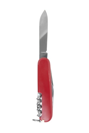 Swiss army knife isolated on white background.