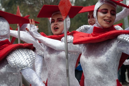 OVAR, PORTUGAL - MARCH 8: Group 'Bailarinos'  during the Carnival Parade on March 8, 2011 in Ovar, Portugal.のeditorial素材