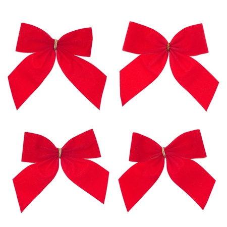 Four gift red ribbon and bowの写真素材