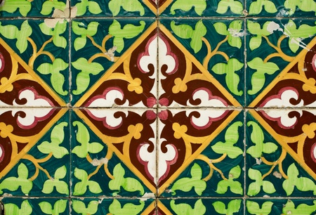 Colorful vintage spanish style ceramic tiles wall decoration.の写真素材