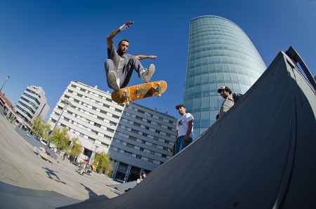 MAIA, PORTUGAL - OCTOBER 08: Hugo Cruz during the Osiris Maia Skate Challenge on October 08, 2011 in Maia, Portugal.のeditorial素材