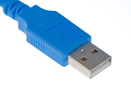 Blue Computer USB 2.0 cable on an Isolated Background.の写真素材