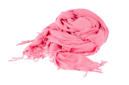 Warm scarf in pink isolated on white background.の写真素材