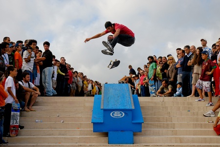 PÓVOA DE VARZIM, PORTUGAL - AUGUST 28: unidentified skateeboarder during the 2nd Stage of the...