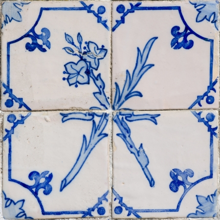 Blue tiles detail of Portuguese glazed.の写真素材