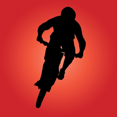 Mountain biker turning silhouette illustration.のイラスト素材