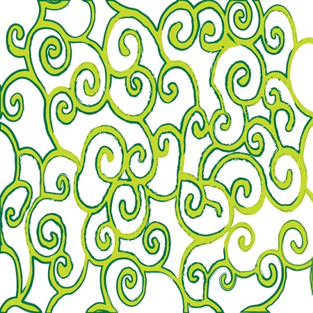 Retro green spirals pattern background.のイラスト素材