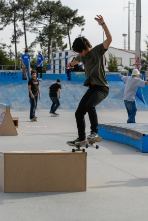 ILHAVO, PORTUGAL - MARCH 16: Kevin on a FS 5-0 during the Skate Open Ilhavo on March 16, 2008 in Ilhavo, Portugal.のeditorial素材