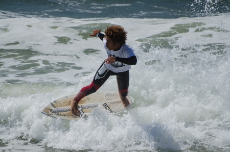 ESPINHO, PORTUGAL - JULY 08: Participant in the Exile Skim Norte Open 2012 on july 08, 2012 in...