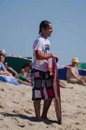ESPINHO, PORTUGAL - JULY 08: Hugo Santos in the Exile Skim Norte Open 2012 on july 08, 2012 in Espinho, Portugal.のeditorial素材
