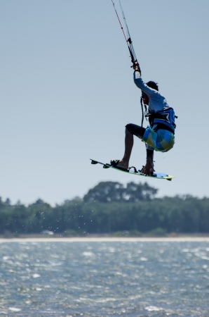 MURTOSA, PORTUGAL - JULY 15: Paulo Azevedo in the Portuguese National Kitesurf Championship 2012 on july 15, 2012 in Murtosa, Portugal.のeditorial素材