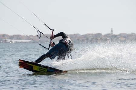 ILHAVO, PORTUGAL - JULY 21: Participant in the 3rd Kiteloop Contest Aveiro 2012 on july 21, 2012 in...