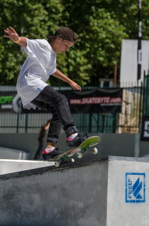 VISEU, PORTUGAL - JULY 22: Gustavo Ribeiro at DC Skate challenge by MEO on july 22, 2012 in Viseu, Portugal.のeditorial素材