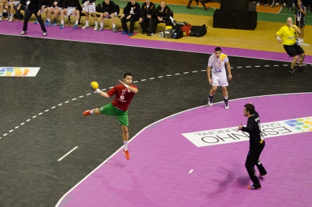 ESPINHO, PORTUGAL - NOVEMBER 4 : Carneiro (POR) during the European Championship qualifying match Portugal - Macedonia, November 4, 2012 in Espinho, Portugalのeditorial素材