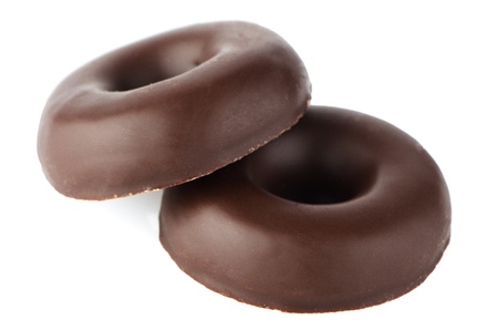 Chocolate donut cookies  on white background.の写真素材