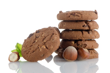 Homemade chocolate cookies isolated on white background.の写真素材