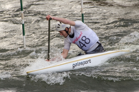 AMARANTE, PORTUGAL - FEBRUARY 24: Daniel Ribeiro during XIX Slalom Internacional Fridao on february 24, 2013 in Amarante, Portugal.のeditorial素材