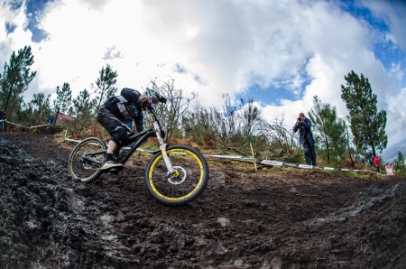 GOUVEIA, PORTUGAL - MARCH 24: Antonio Ferreiro during the Gouveia International Downhill on march 24, 2013 in Gouveia, Portugal.のeditorial素材
