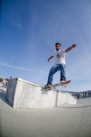 VALE DE CAMBRA, PORTUGAL - APRIL 06: Pico Maia at Best Trick Skate Contest by Kate on april 06, 2013 in Vale de Cambra, Portugal.のeditorial素材